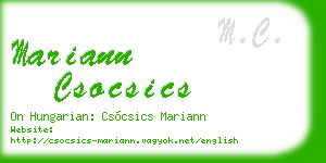 mariann csocsics business card